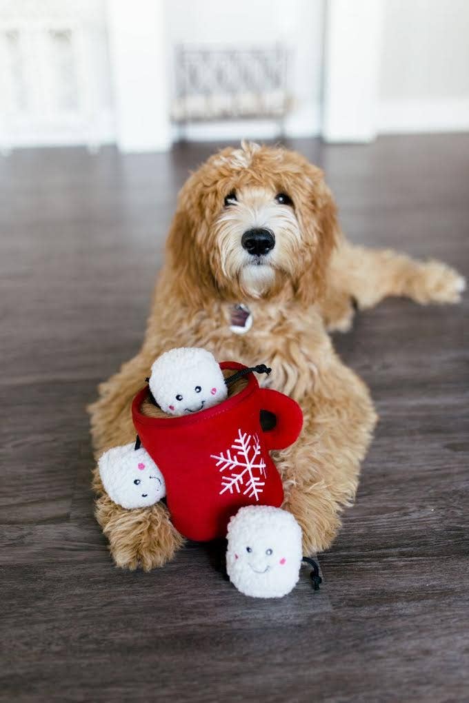 Holiday Zippy Burrow - Chocolat chaud - Jouet pour chien