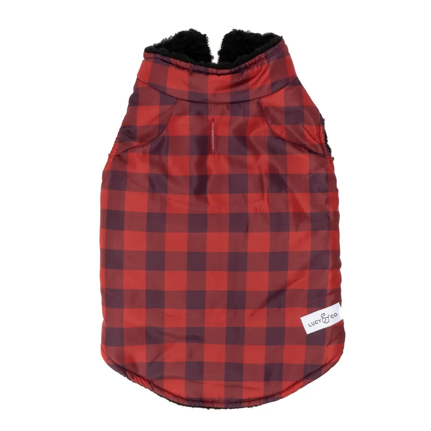 MANTEAU REVERSIBLE POUR CHIEN à carreaux noir & rouge - Lucy & co