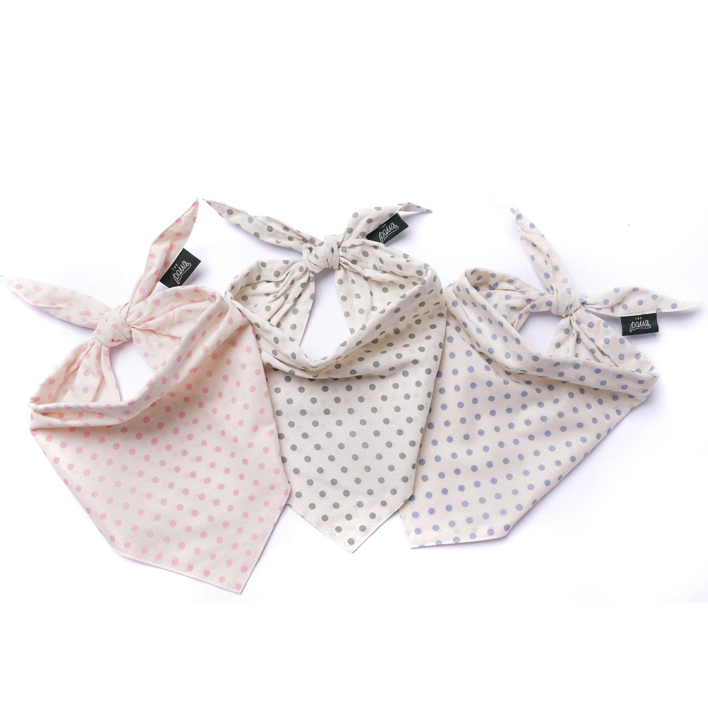 Bandana pour chien vert & blanc à pois - The Paws