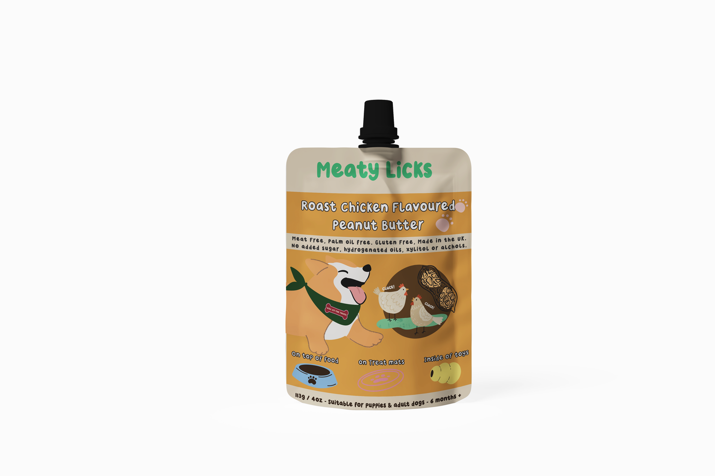 Friandise en Tube de beurre de cacahuète au poulet rôti pour chiens
