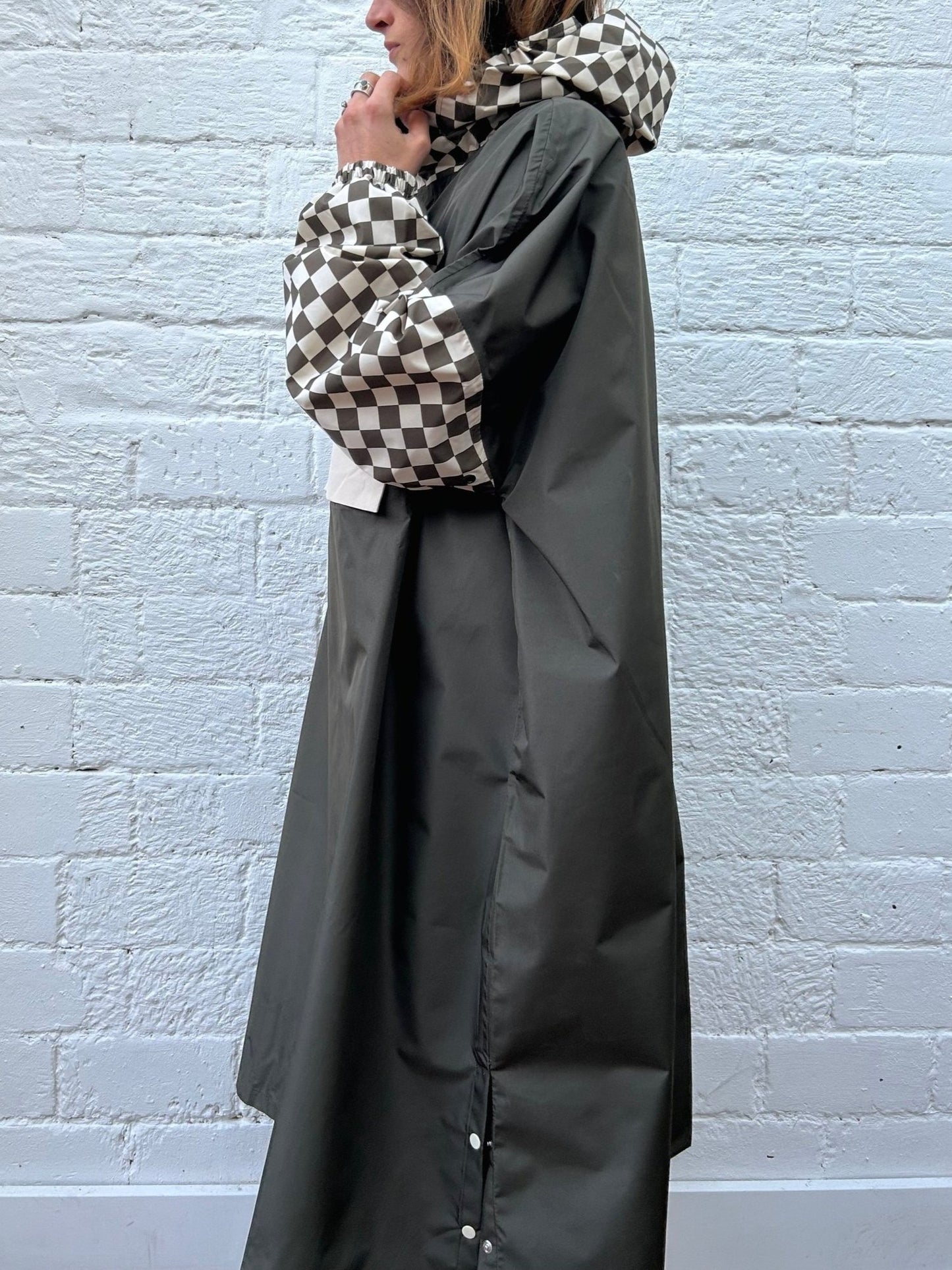 Poncho de pluie damier kaki - Poule Party