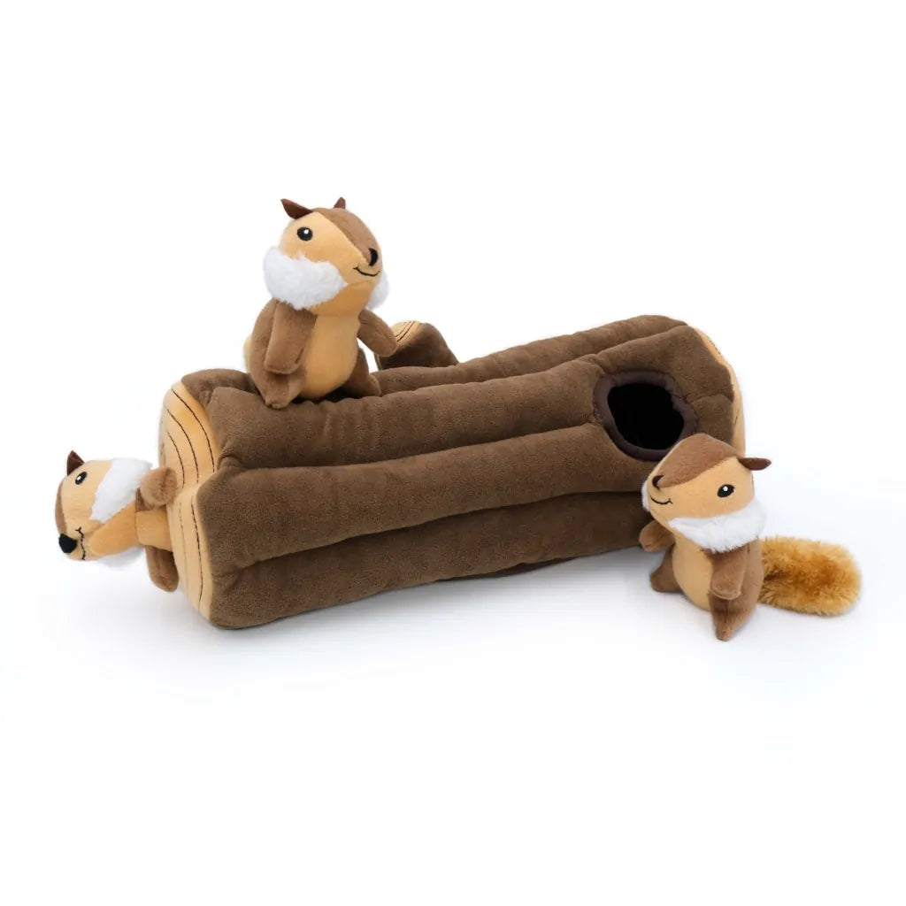 PELUCHE BÛCHE 3 ECUREUILS