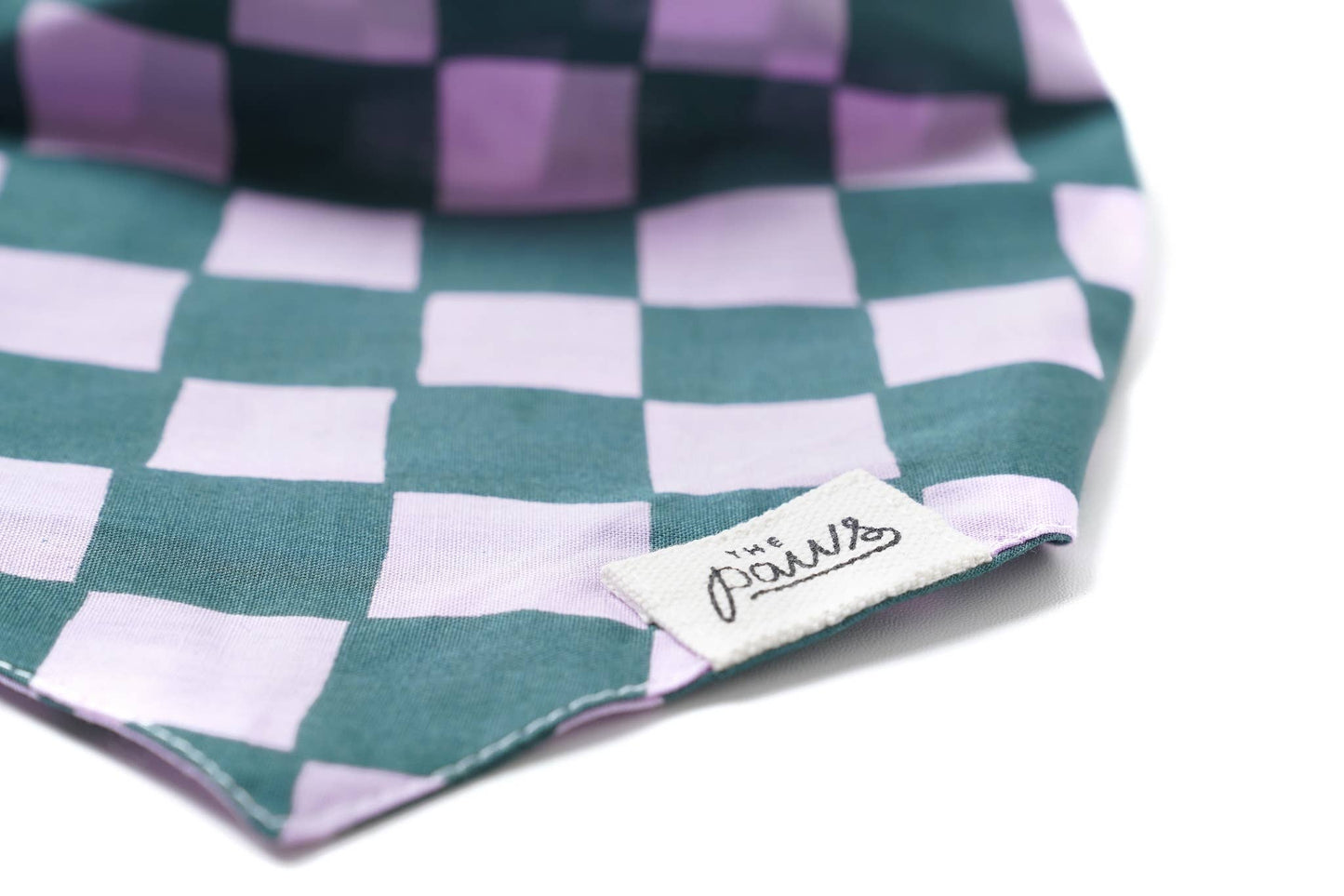 Bandana pour chien de Brooklyn - Damiers vert et violet - The Paws