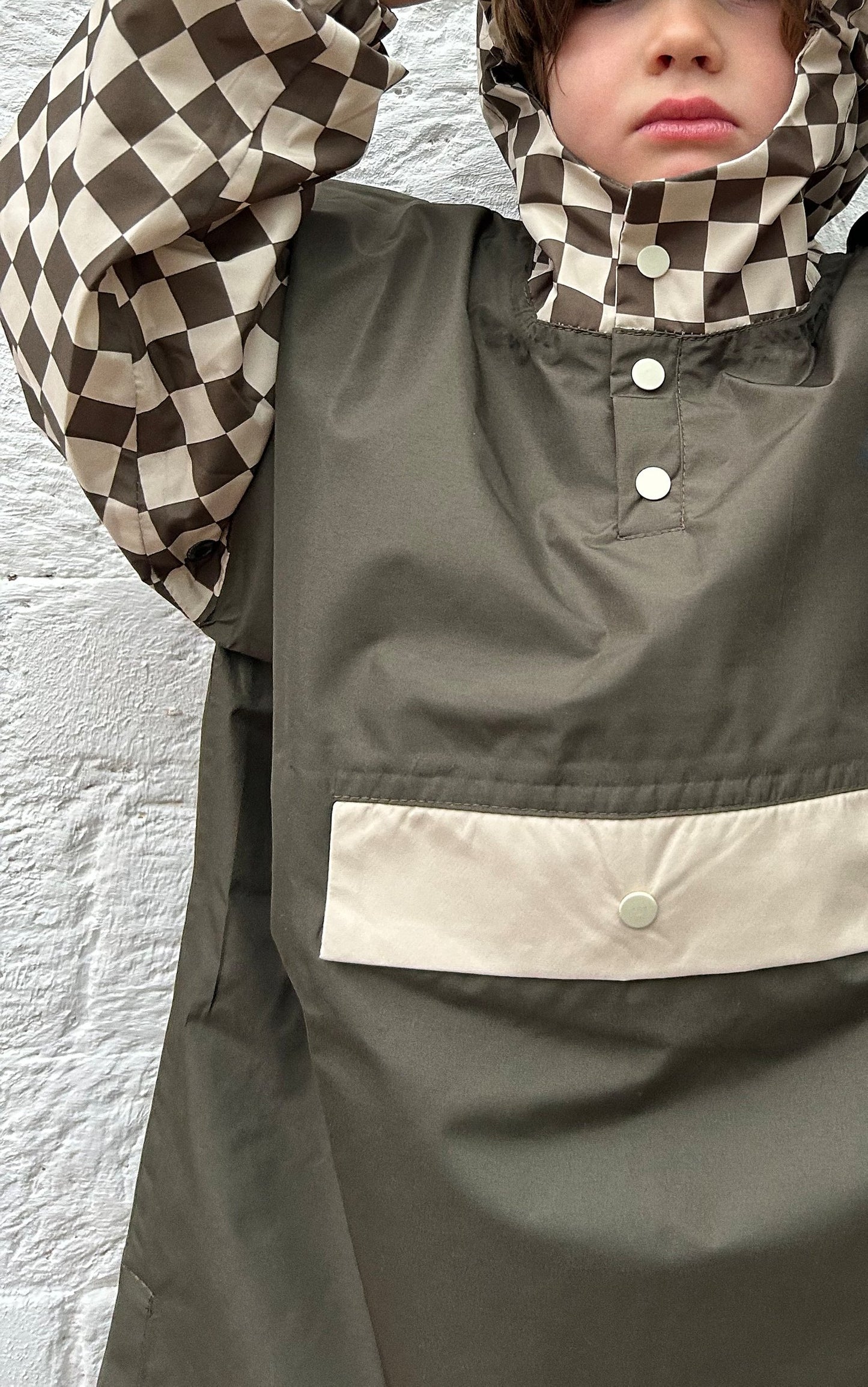 Poncho de pluie damier kaki - Poule Party