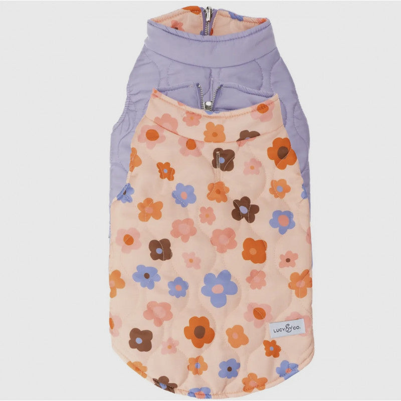 MANTEAU REVERSIBLE POUR CHIEN Rose fleurie - Lucy & co