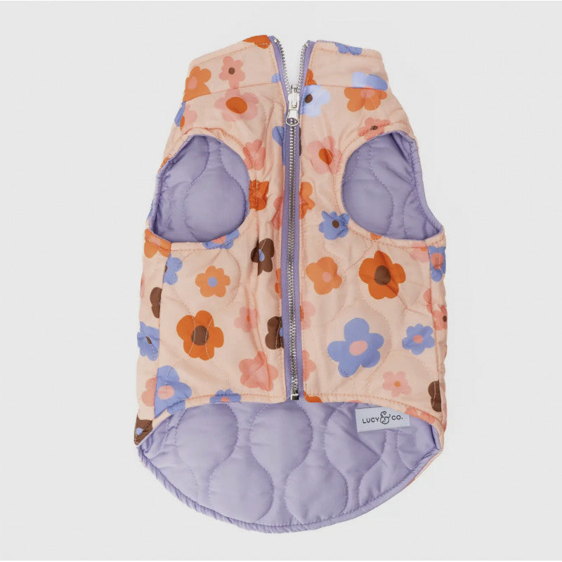 MANTEAU REVERSIBLE POUR CHIEN Rose fleurie - Lucy & co