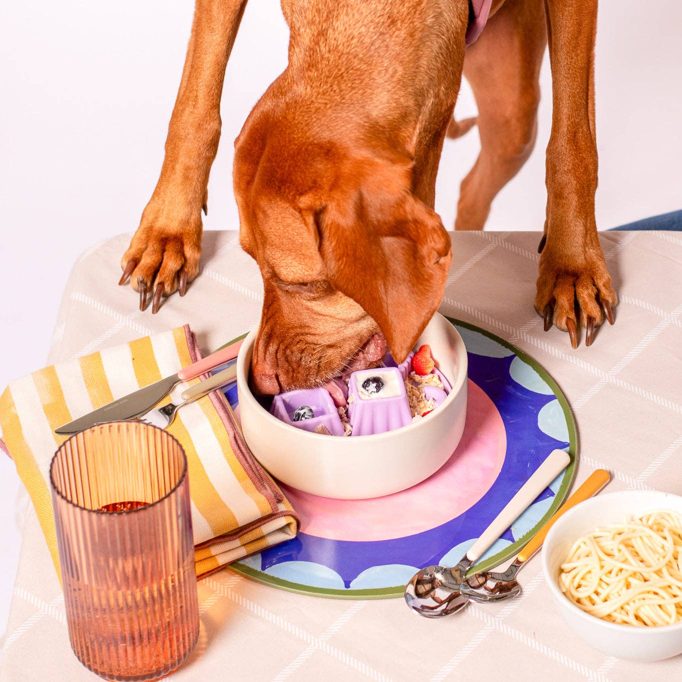 Tapis de léchage pour chien - macaroni - Jaune - Awoo