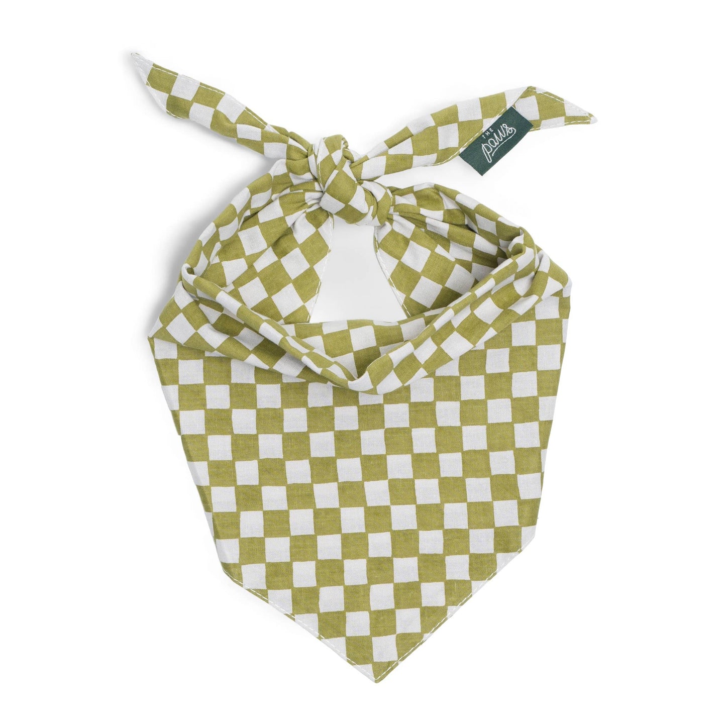 Bandana pour chien - Carreau un vert & blanc - The Paws