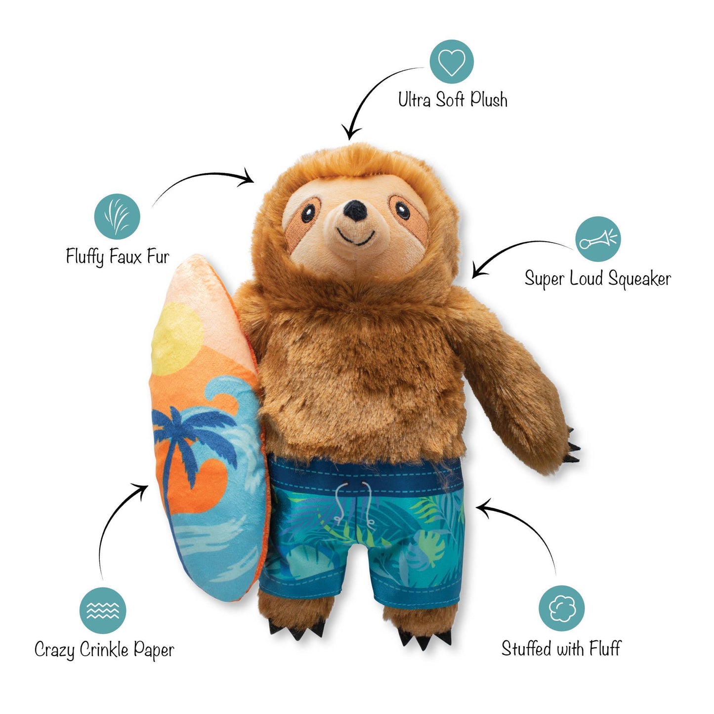 Jouet pour chien Paresseux Surfeur – Petshop by Fringe Studio