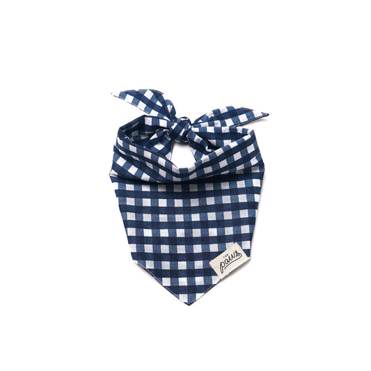 Bandana pour chien classique à carreaux bleu