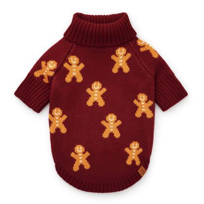Pull pour chien Bonhomme en pain d'épice - Rouge Bordeaux