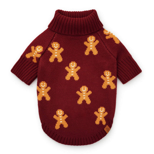 Pull pour chien Bonhomme en pain d'épice - Rouge Bordeaux