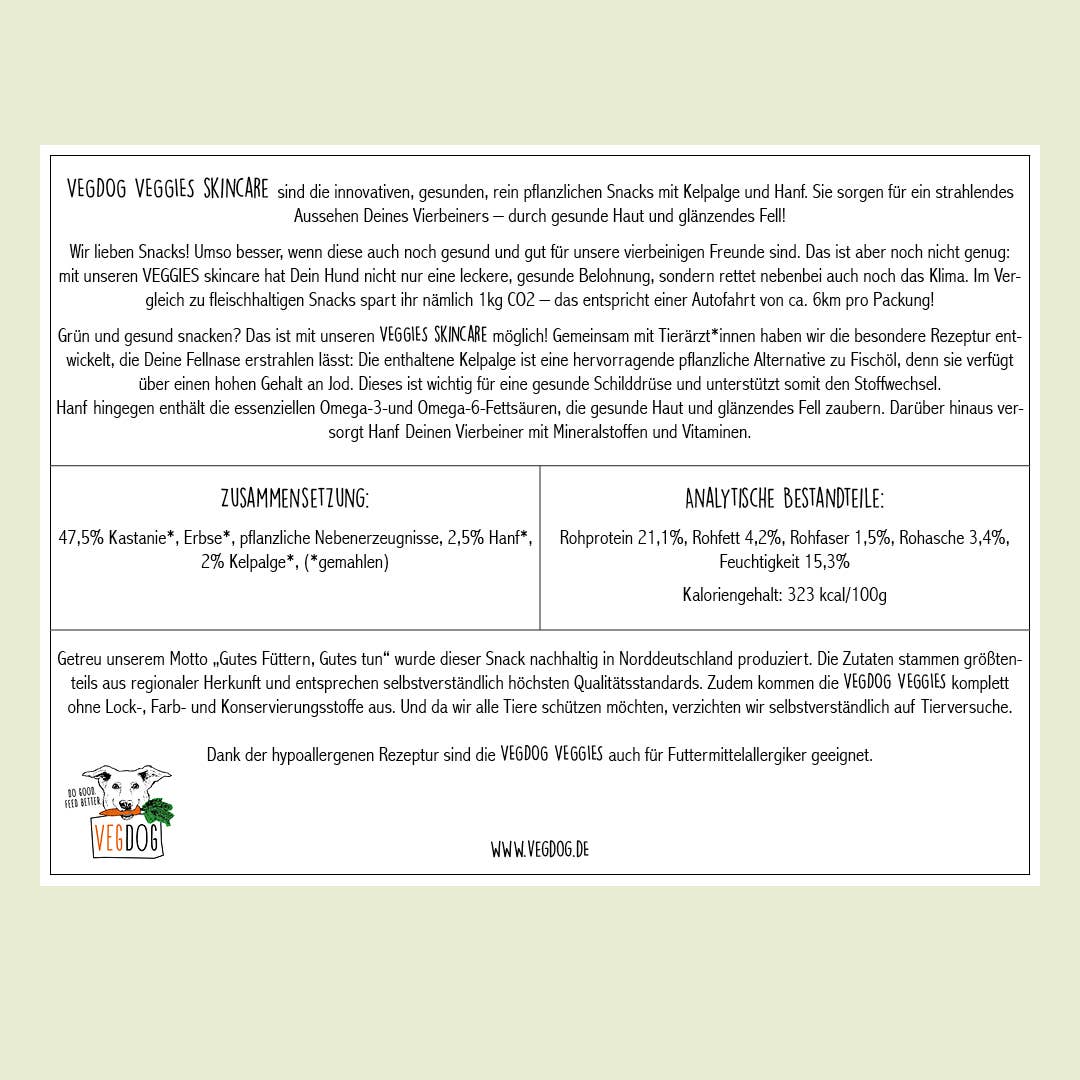 Friandises Vegan pour chien - Renfort du pelage - Vegdog