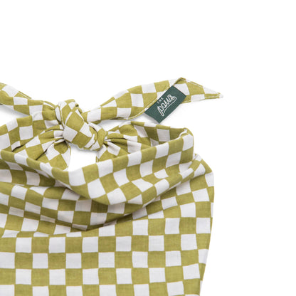 Bandana pour chien - Carreau un vert & blanc - The Paws