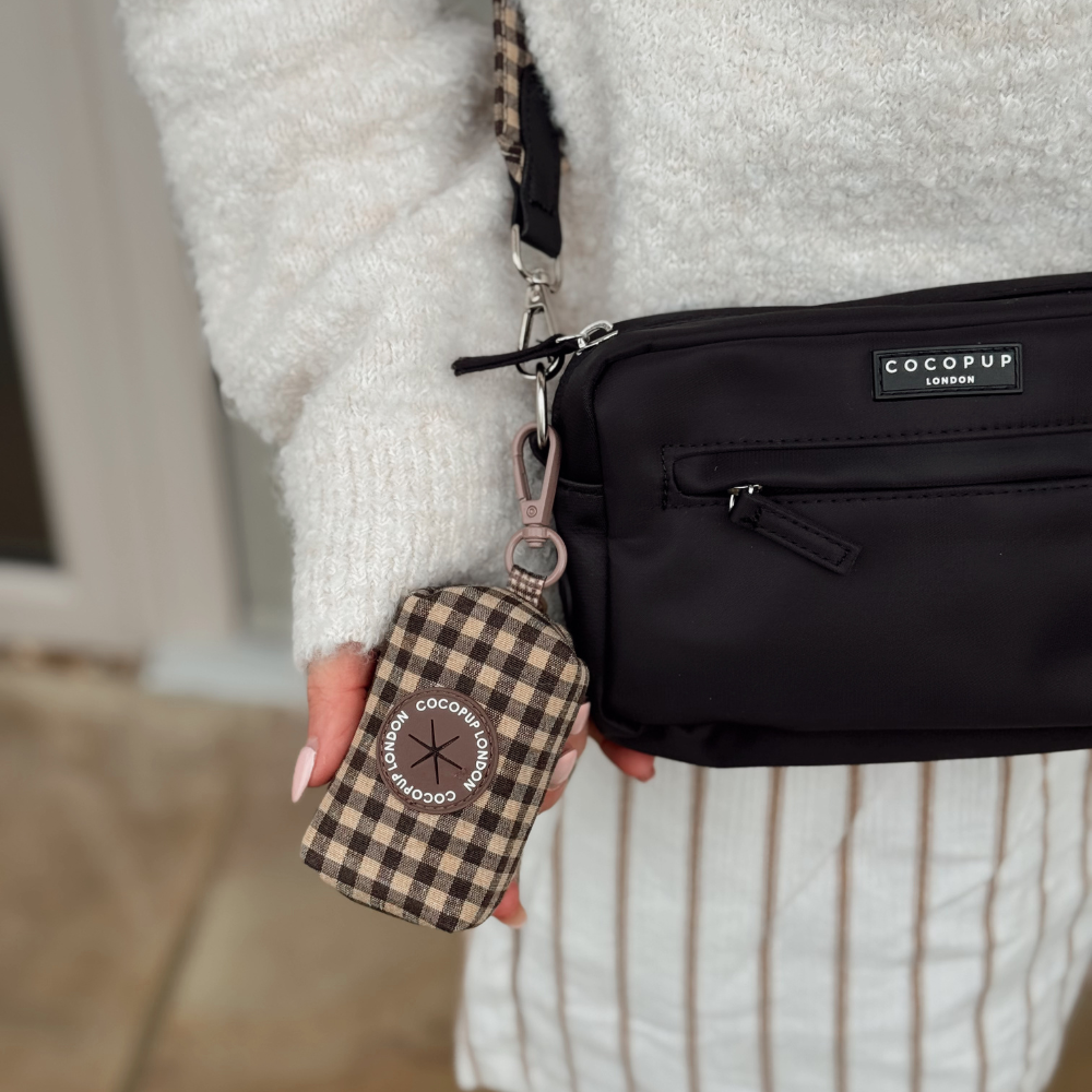 Porte-sac à crottes vichy marron - Cocopup