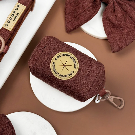 Porte-sac à crottes pour chien en tricot torsadé - Chocolat chaud - Cocopup